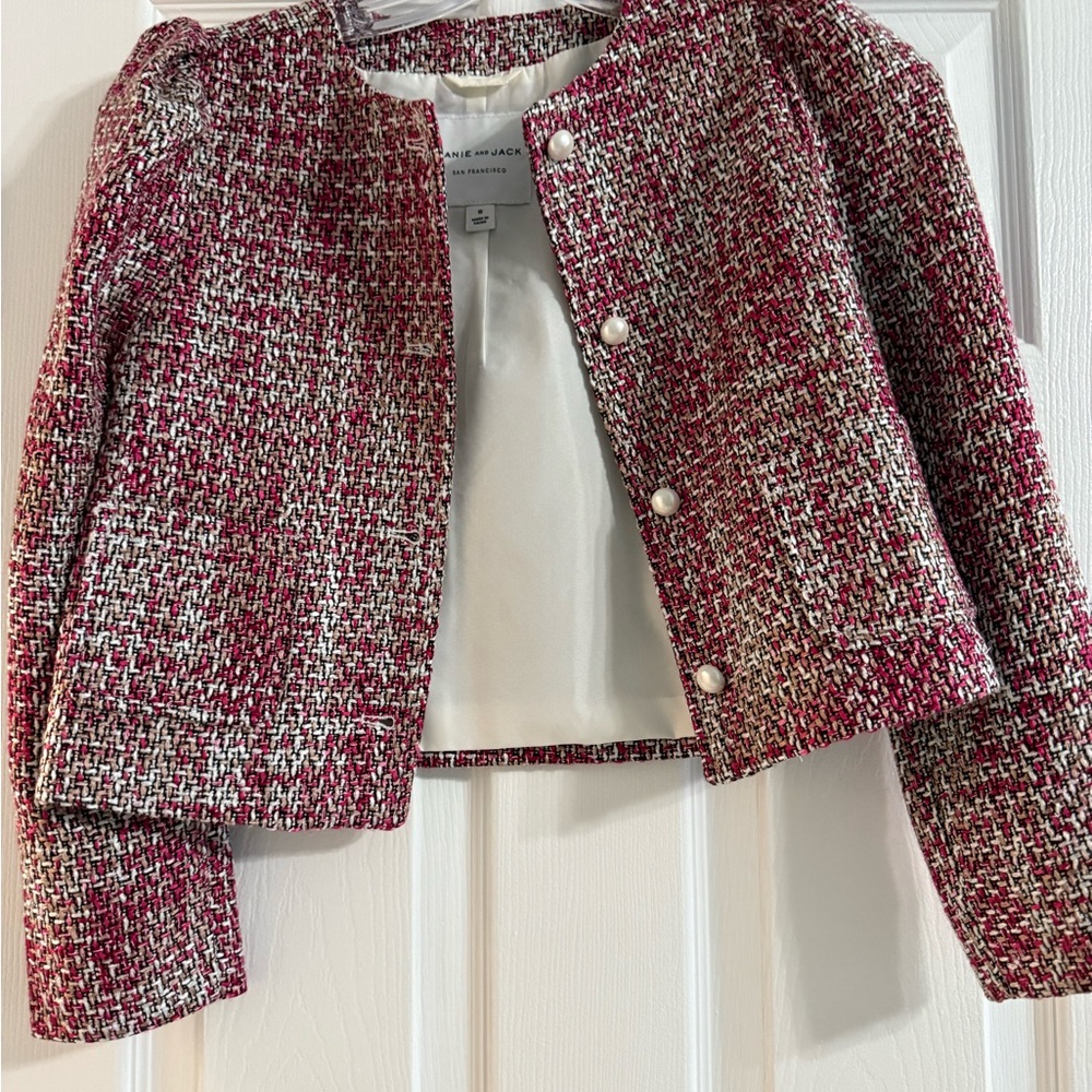 Janie and Jack Burgundy and Cream Tweed Blazer